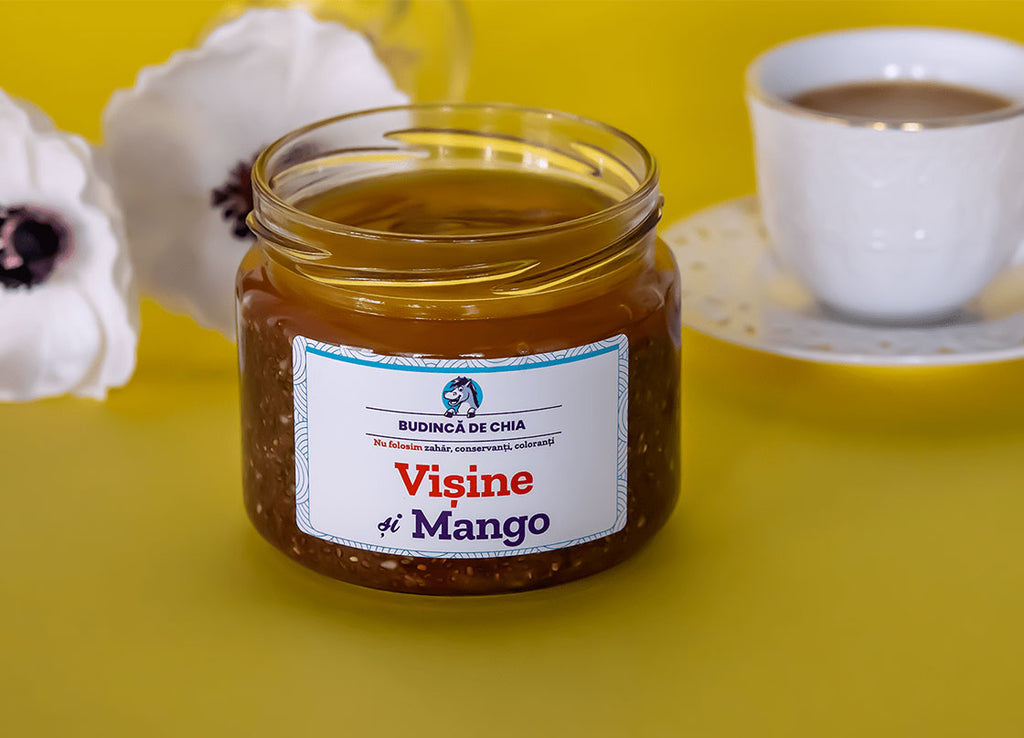 Budinca de Chia cu Vișine, Mango, Nucă | De Post
